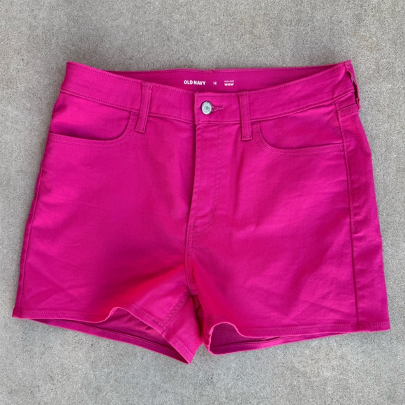Old Navy Pants - Old Navy Women's Fuchsia High-Rise Jean Shorts (Size 12)
